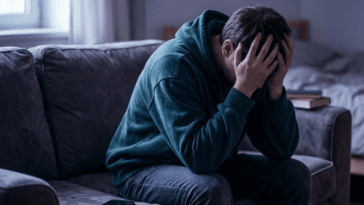 kuvassa masentunut mies