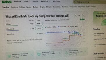Kalshi prediction market -alustan käyttöliittymä, jossa käyttäjät arvioivat eri tapahtumien todennäköisyyksiä ja markkinadataa reaaliajassa